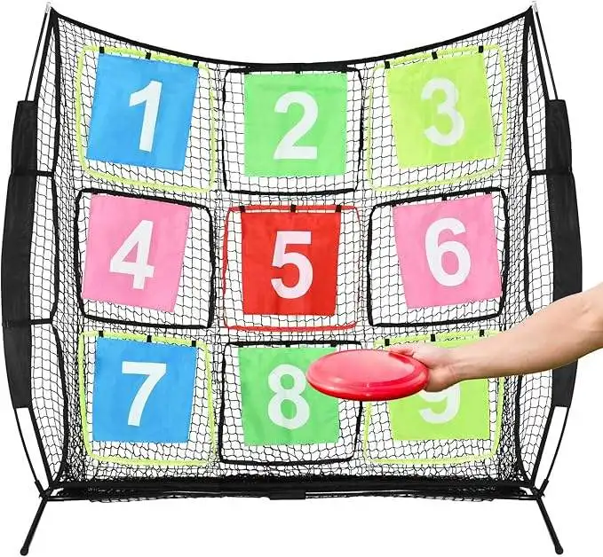 

9-Square Grid Frisbee Practice Net, Outdoor Throwing Accuracy Training Props, Portable Frisbee Game Net Set for Backyard