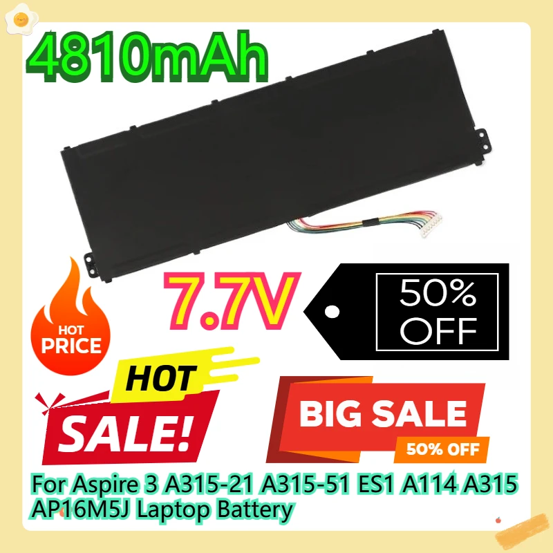 

Для Aspire 3 A315-21 A315-51 ES1 A114 A315 AP16M5J аккумулятор для ноутбука 7,7 В 4810 мАч