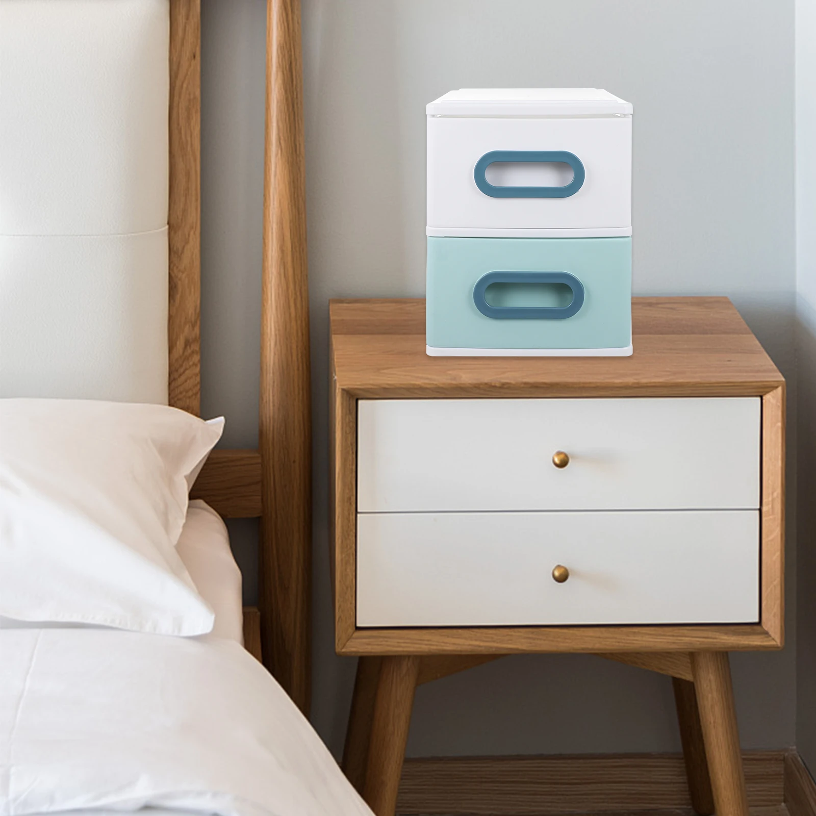 

Пластиковый органайзер с 2 ящиками, настольная коробка для хранения, держатель для косметики, праздничный подарок, большая вместимость