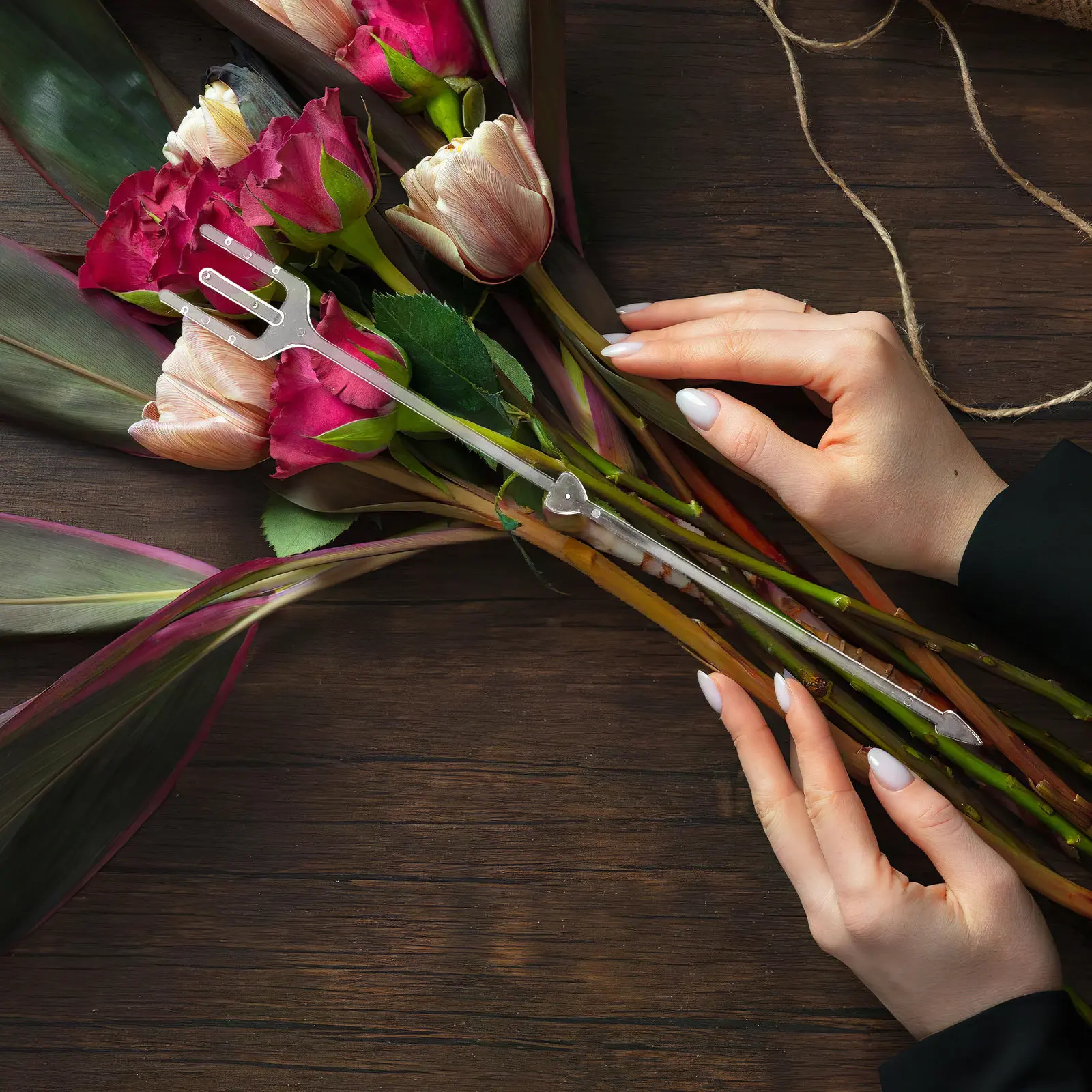 80Pcs Floral Pick Plastic Straight Card Holder for Wedding Party Event Photo Display Flower Clips Bouquet Card Holder