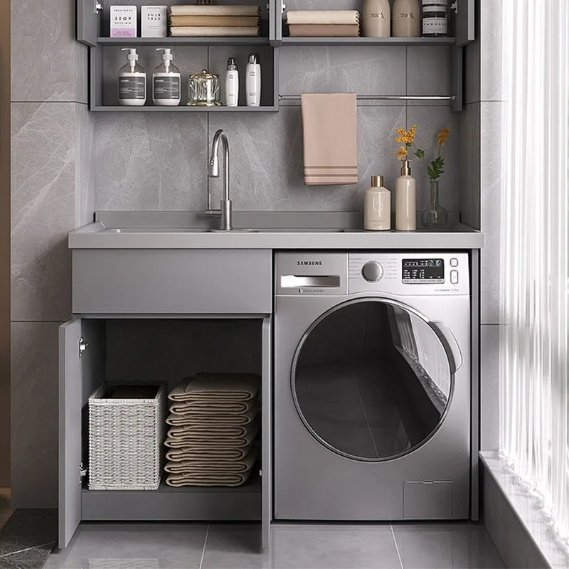 

Stainless steel laundry cabinet integrated cabinet small apartment bedroom balcony washing machine cabinet integrated