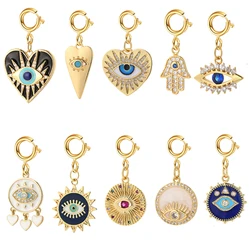 evil eye Spring Buckle Love Eyes CZ Charms for Jewelry Making Production Supplies Diy Bracelet Necklace Key Chain Accessories