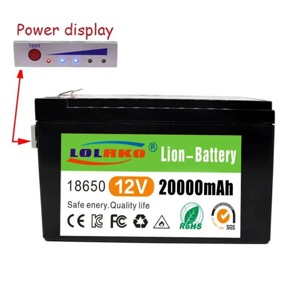 12V 20Ah 20000mAh 18650 lithium battery 30A sprayer built-in high current BMS electric vehicle battery +12.6V charger