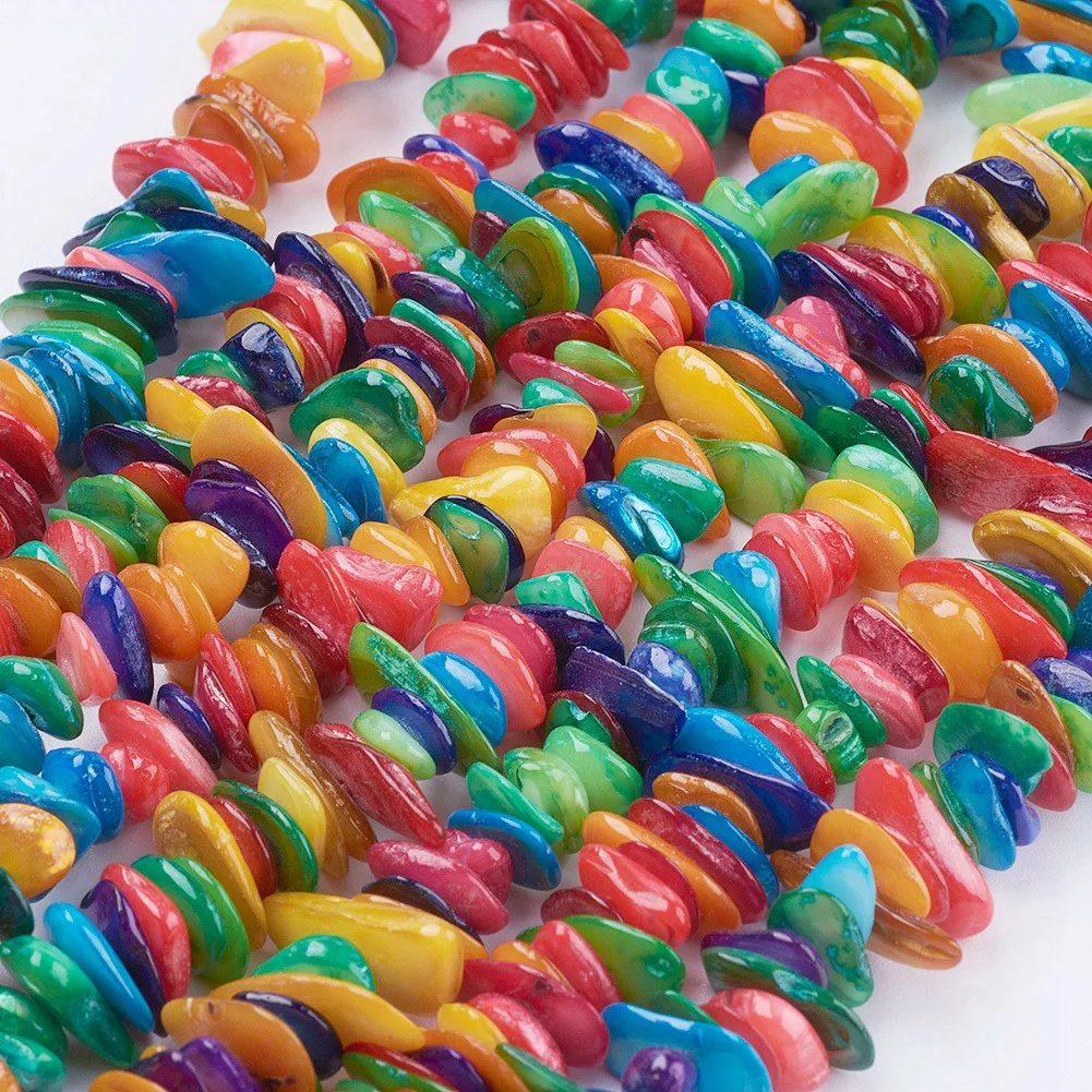 

1 Strand Natural Shell Chips Beads Dyed Mixed Color Loose Beads For DIY Bracelet Necklace Jewelry Accessories 31.4 inch(80cm)