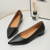New Pointed Toe Shallow Mouth Square Heel Small Leather Shoes Women's Elegant Fashion High Heels Dress Shoes Zapatos Mujer - Image 4