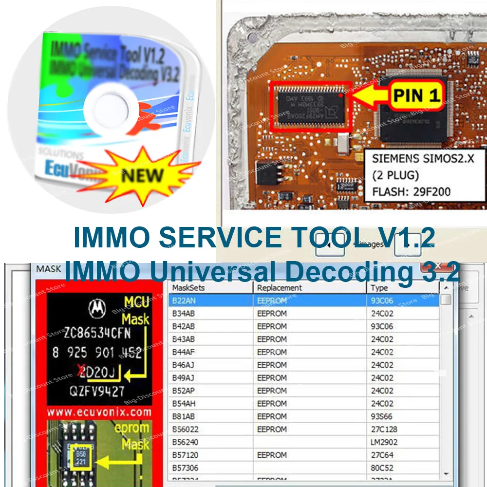 Il più nuovo Software di riparazione auto IMMO SERVICE TOOL V1.2 im-mo off Virgin eeprom IM-M-O KEY PIN CODE calculatordecodifica universale 3.2