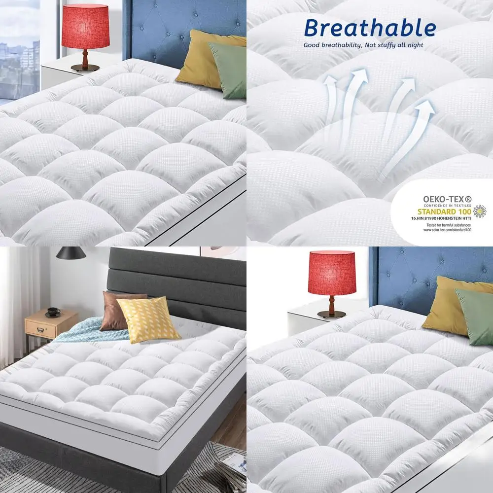 

Охлаждающий наматрасник королевского размера для облегчения боли в спине, плюшевая верхняя крышка подушки с глубоким карманом, альтернатива переполнения вниз, Wh