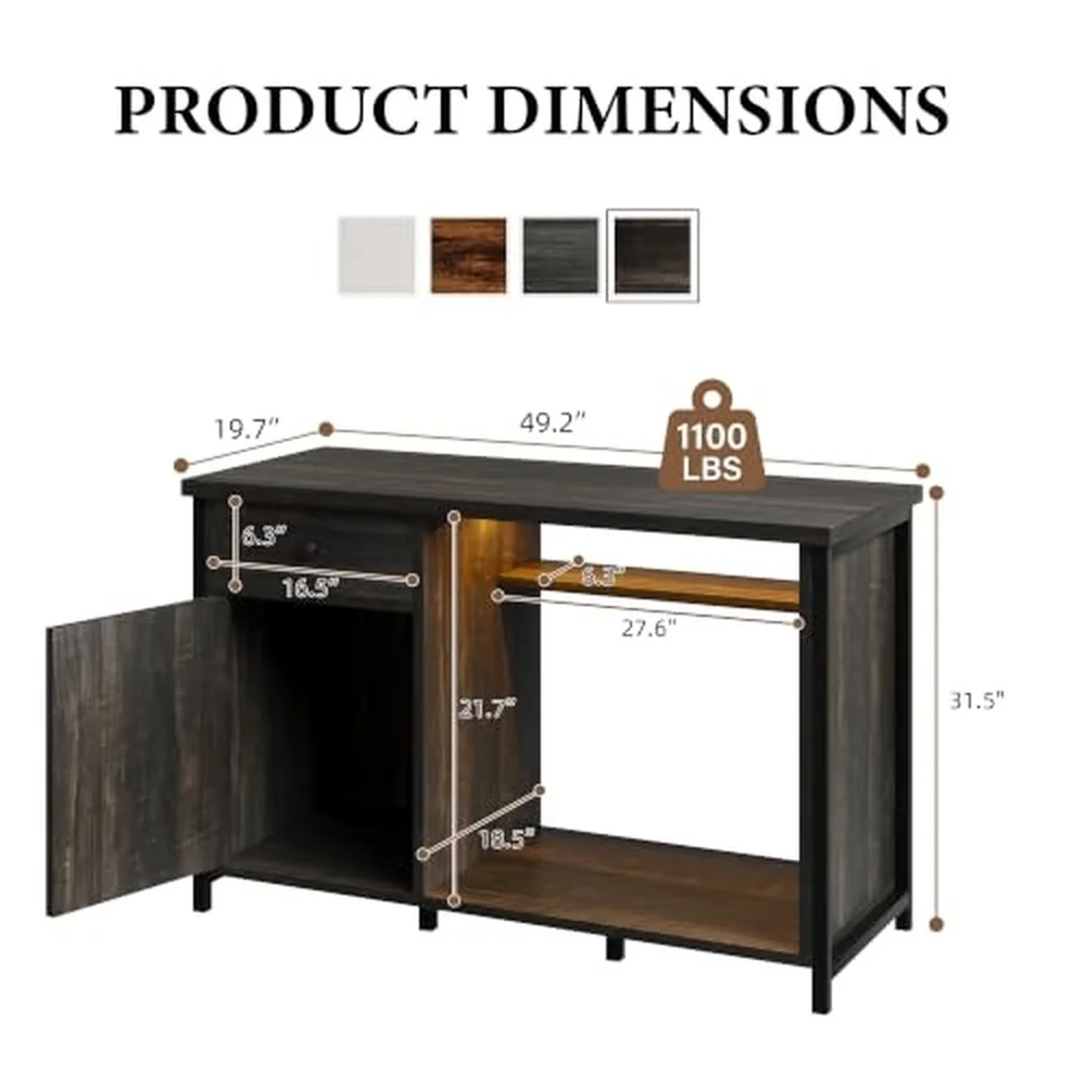 55 75 Gallon Fish Tank Stand with Power Outlets LED Light Heavy Duty Aquarium Stand with Cabinet for Fish Tank