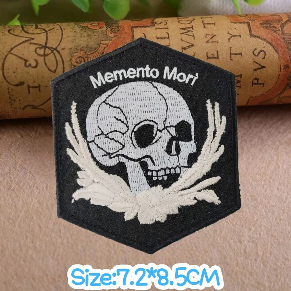 Skeleton Head 3D Embroidery Patch Memento Mori Punk Tactical Morale Badge Backpack Vest Hats Stickers DIY Patches for Clothing