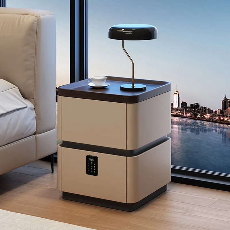 Super narrow solid wood with lock bedside table cat scratching skin crevice bedroom bedside table small very narrow simple stora