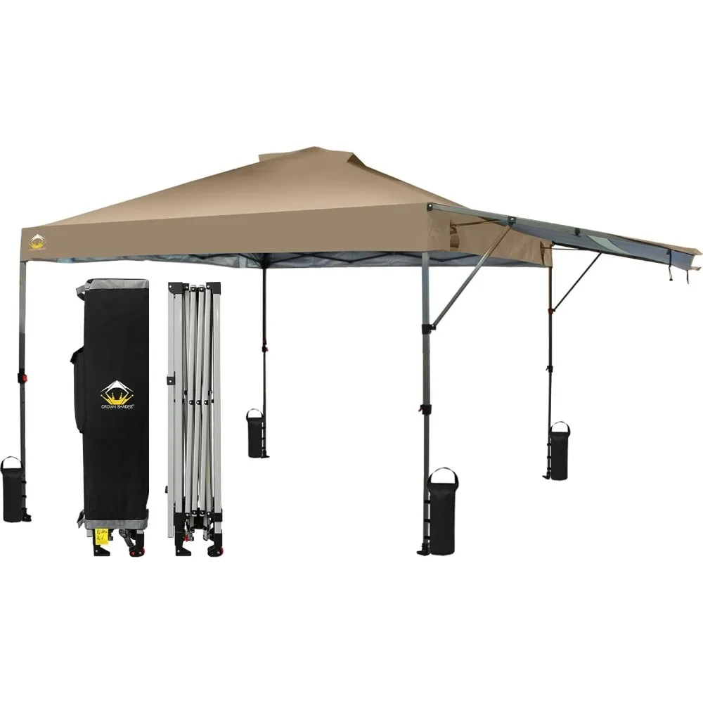 10x10 Pop up Canopy Tent, Instant Commercial Canopy with Extend Awning, Patended Centerlock,150DCoated Fabric, 4 Ropes, 8 Stakes