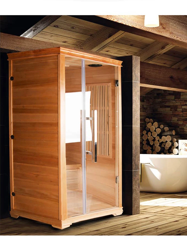 Solid wood sauna room, dry and wet steam room, customized household infrared light wave sweat steam room, beauty salon