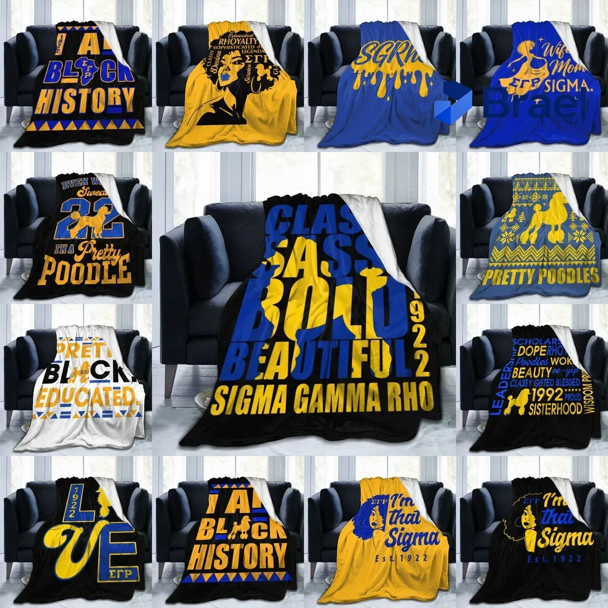 Exquisite Sigma SGR Gamma Rho Flannel Throw Blanket Warm Bed Blanket for Travelling Camping Living Room Sofa Bedroom Decor Gifts