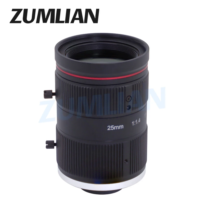 ZUMLIAN 1.1'' fa Lens 25mm Prime Lens 12MP CCTV C-Mount F1.4 Big Aperture ITS for Intelligent Transportation Surveillance Camera