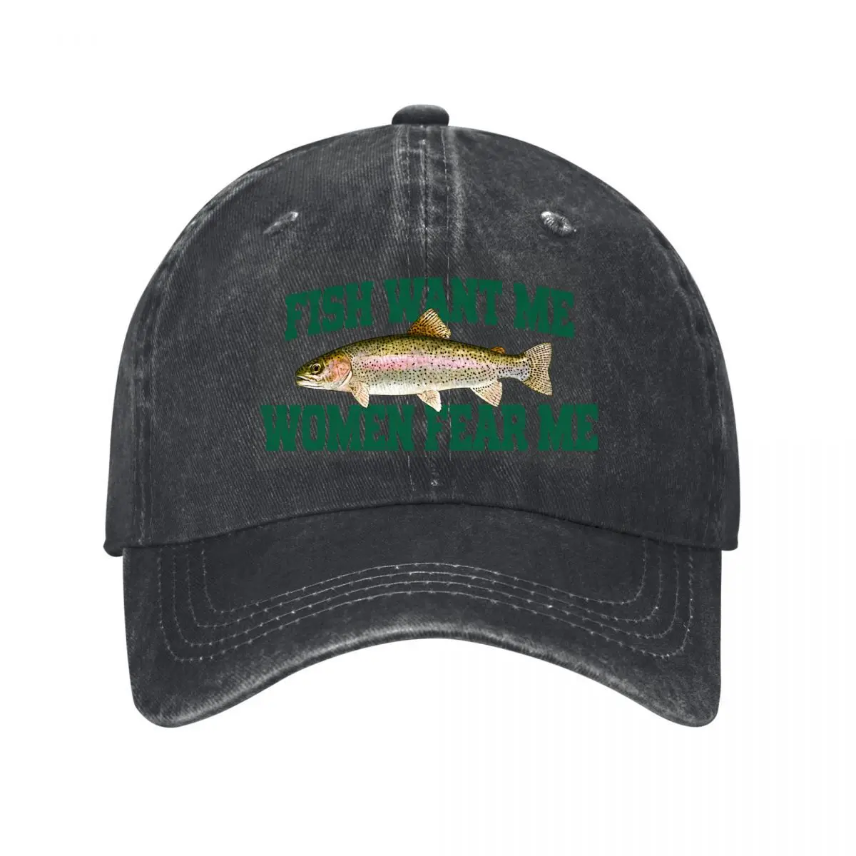 Fish Want Me Women Fear Me Trout Illustration New Vintage Washed Cotton Baseball Cap Sun Hats