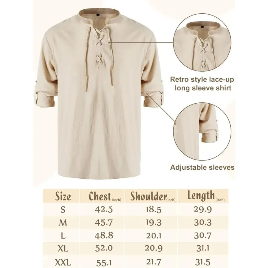 4 Pcs Halloween Men's Renaissance Costume Set Medieval Pirate Shirt Ankle Banded Pants Viking Belt Accessories