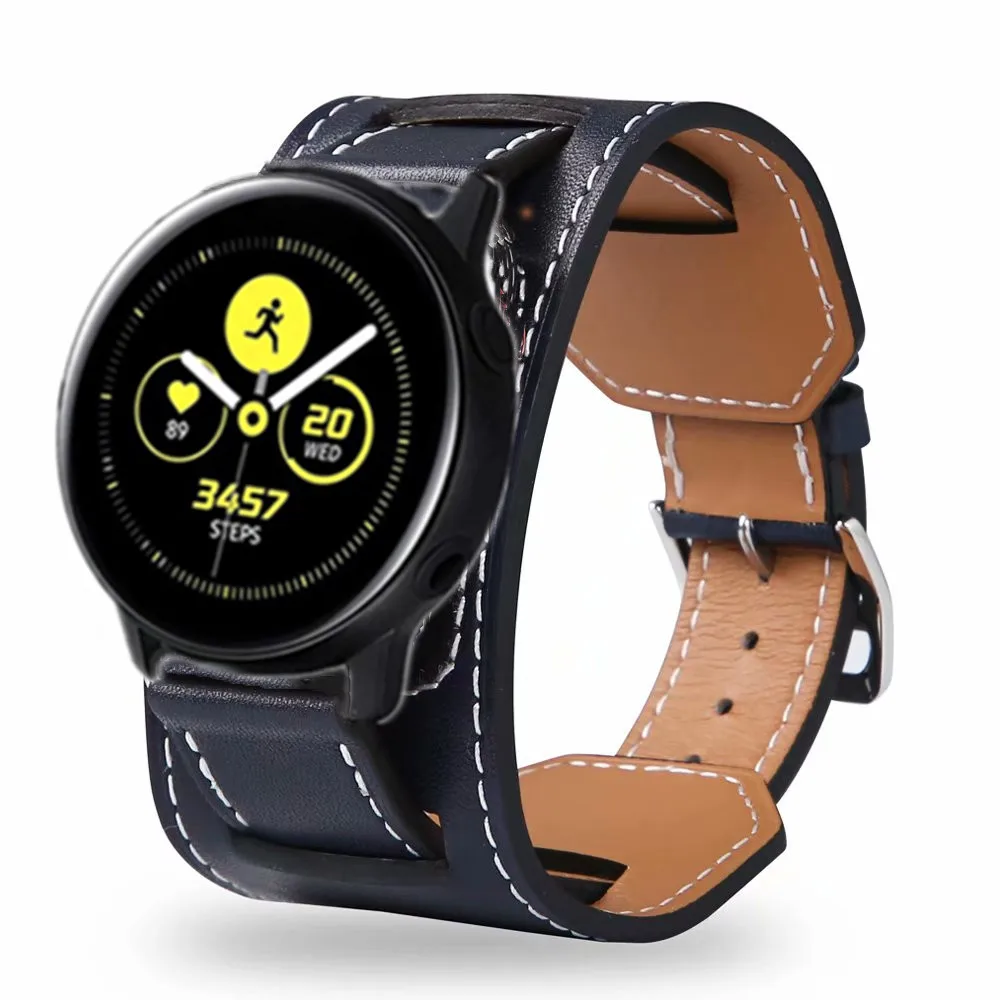 20mm 22mm watchband for Samsuang Gear S3 s2 sport Galaxy Watch Active 42mm 46mm Leather Strap for huami amazfit bip huawei gt 2