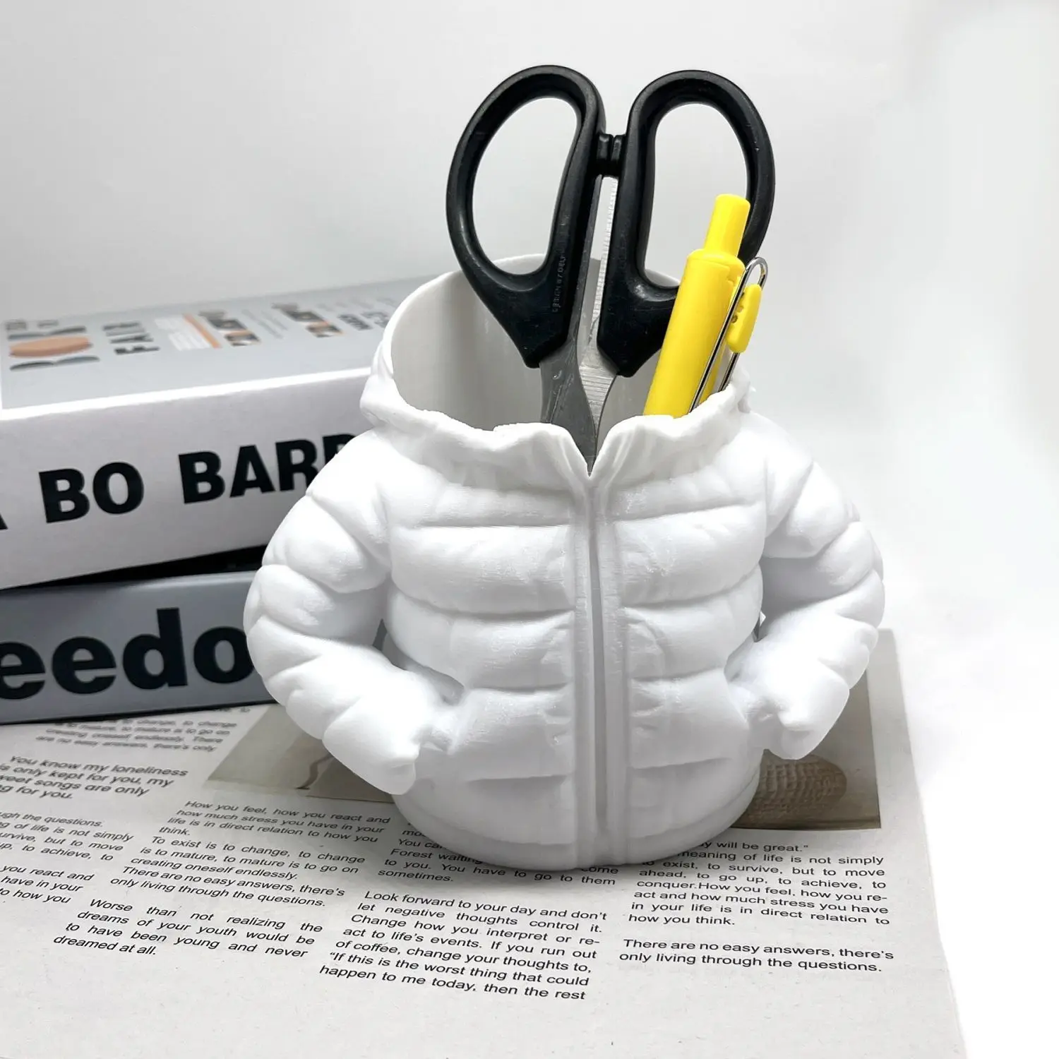 Funny Down Jacket Pen Holder 6 Colors, Creative Desk Organizer Storage Box, Novelty Office Decor Gift for Coworkers