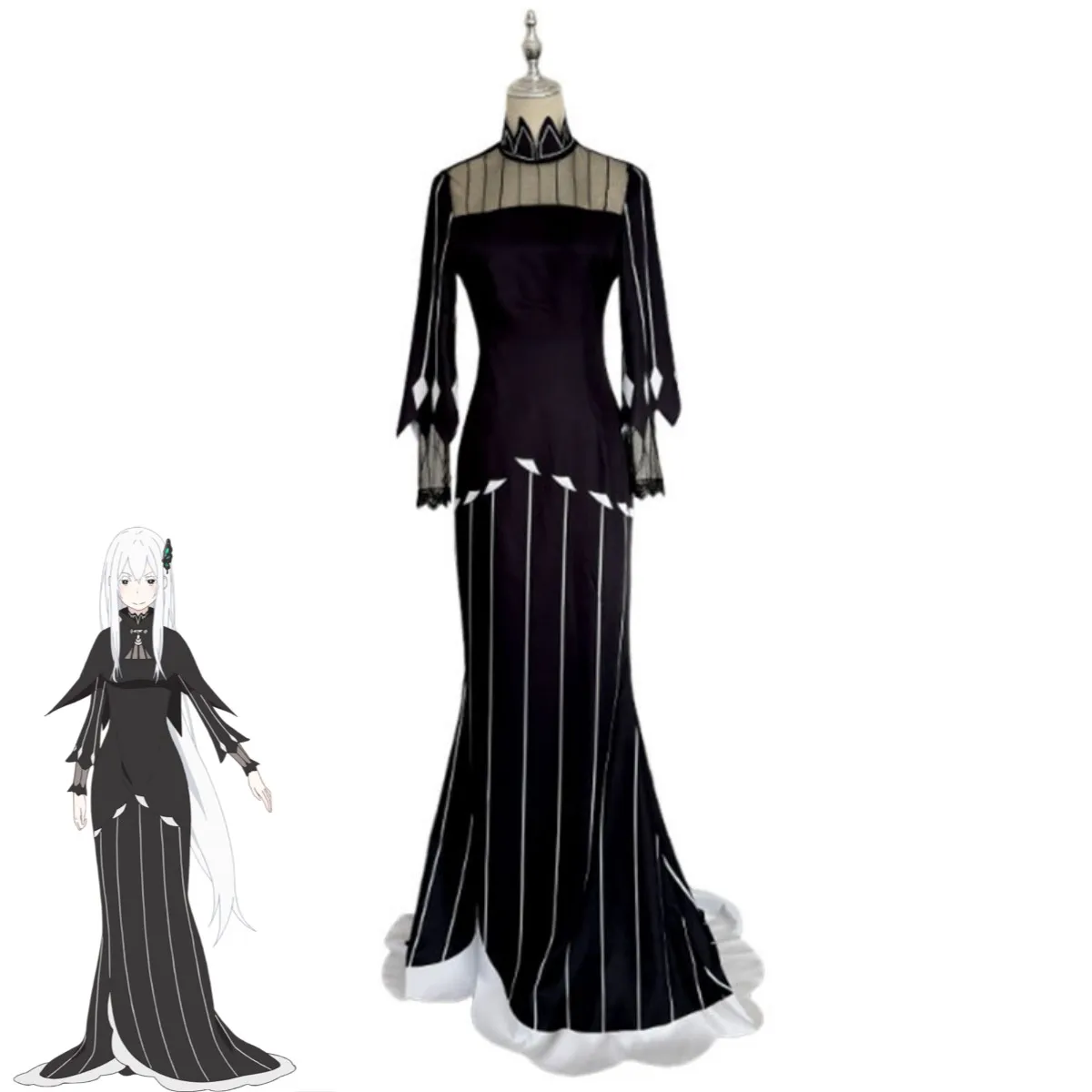 Anime Re:Life in A Different World From Zero Echidna Cosplay Costume Black Evening Dress Long Skirt Sexy Carnival Suit 2025