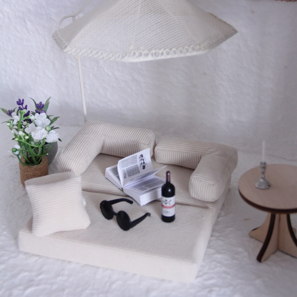 Miniature simulated fabric sofa bed (various free combination options) suitable for mini house decoration