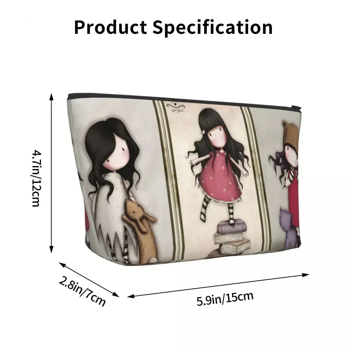 Custom Santoro Gorjuss Doll Toiletry Bag for Women Anime Girl Cosmetic Makeup Organizer Ladies Beauty Storage Dopp Kit Case