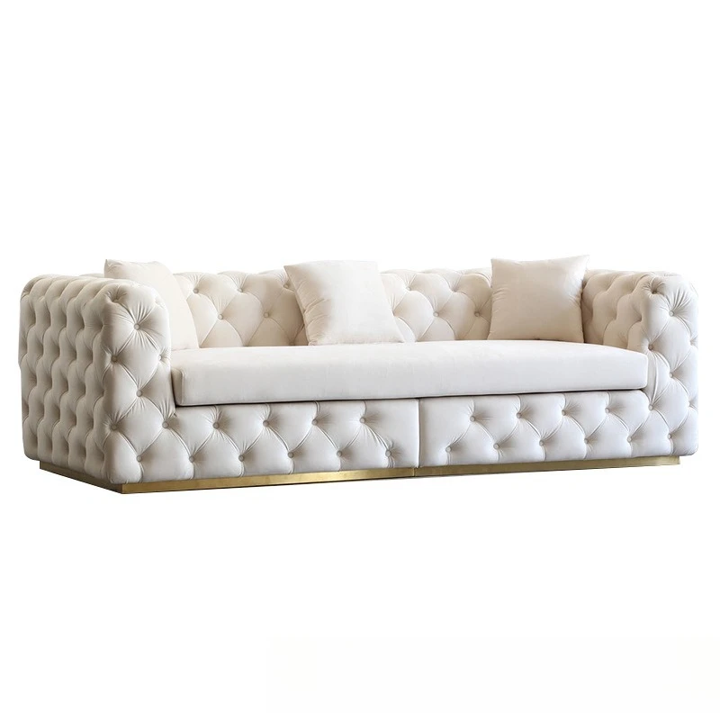 

Light luxury fabric sofa American furniture pull button small apartment combination modern simple velvet Xiaohongshu white