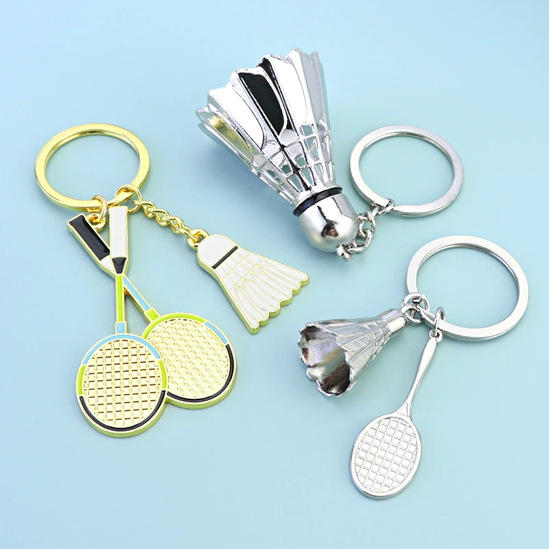 Creative Simulation Badminton Keychain Table Tennis Sports Club Souvenir Badminton Pendant Racket Wallet Key Clip Accessories