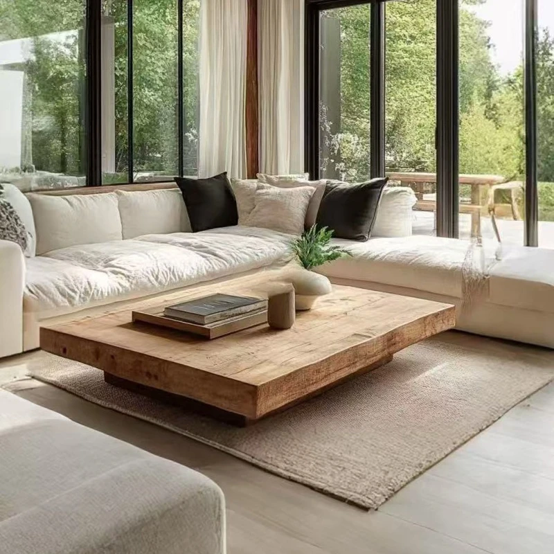 

Simple style natural solid wood coffee table rectangular coffee table Japanese low tea table