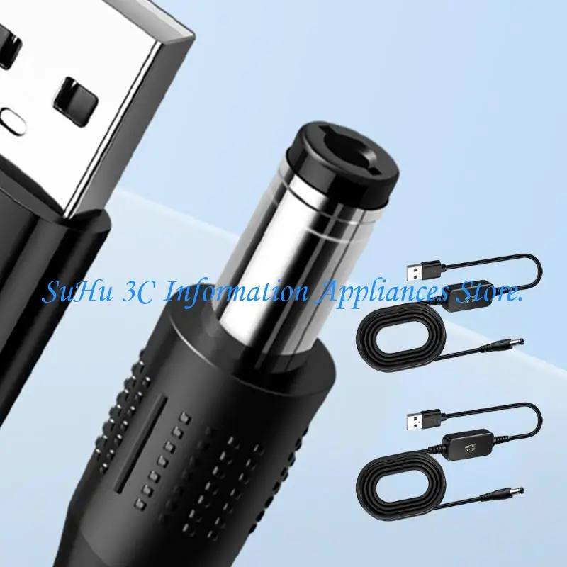  USB-A 5V-to-12V Power Cable wIRE with Integrated Conversion Module and Round Output for Compatible Low-Power Equipment 100cm