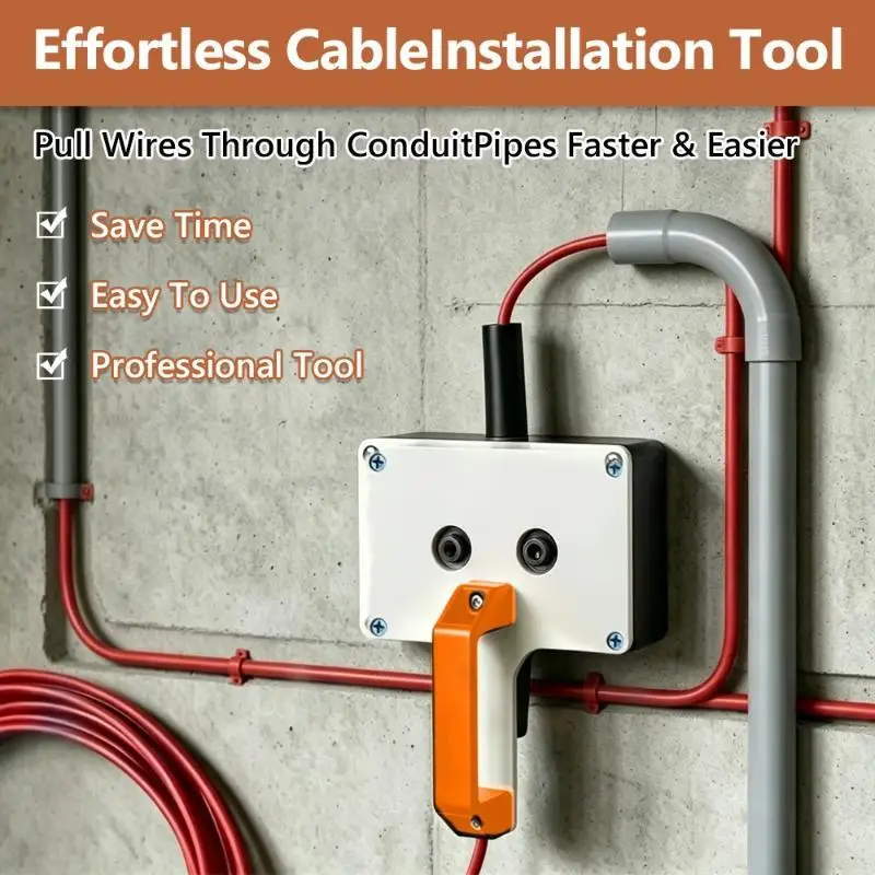 Wire Puller Anti-Rust Heavy-Duty Handheld Wiring Tool Durable Wire Tugger for Electricians PVC Metal Pipe Cable Pulling