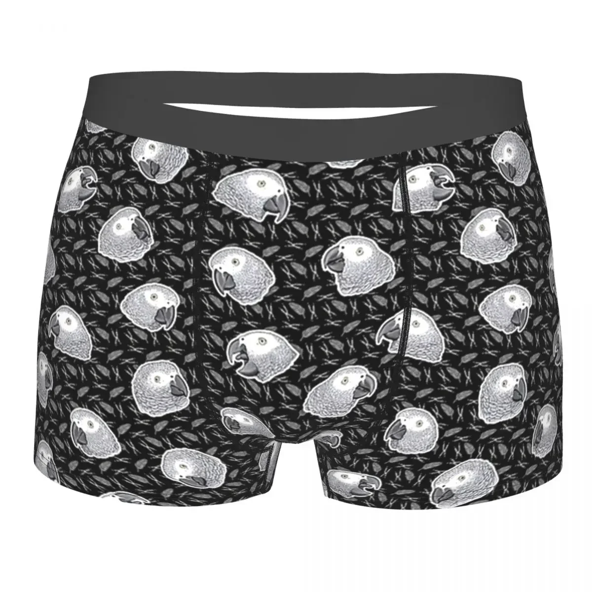 African Grey Parrots Pattern (Black) Underpants Breathbale Panties Male Underwear Print Shorts Boxer Briefs