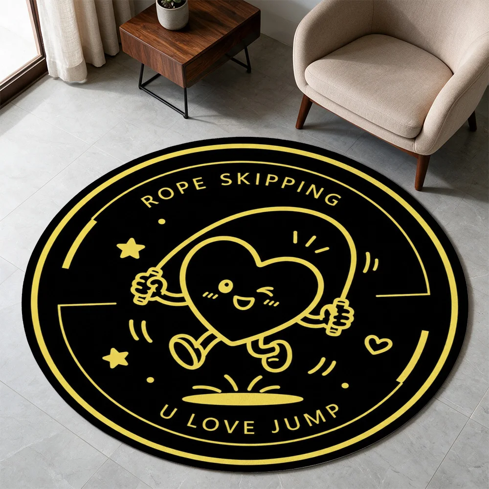 Cute Heart Rope Skipping Mat Fitness Exercise Mat for Yoga Pilates Home Gym Workout Flooring Mat