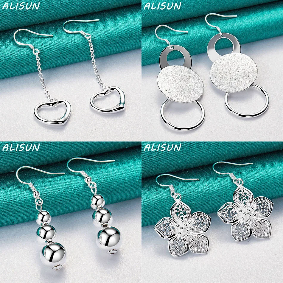 

ALISUN 925 Sterling Silver Geometric Drop Earrings For Women Anniversary Gift Popular Wild Fashion Romantic Jewelry