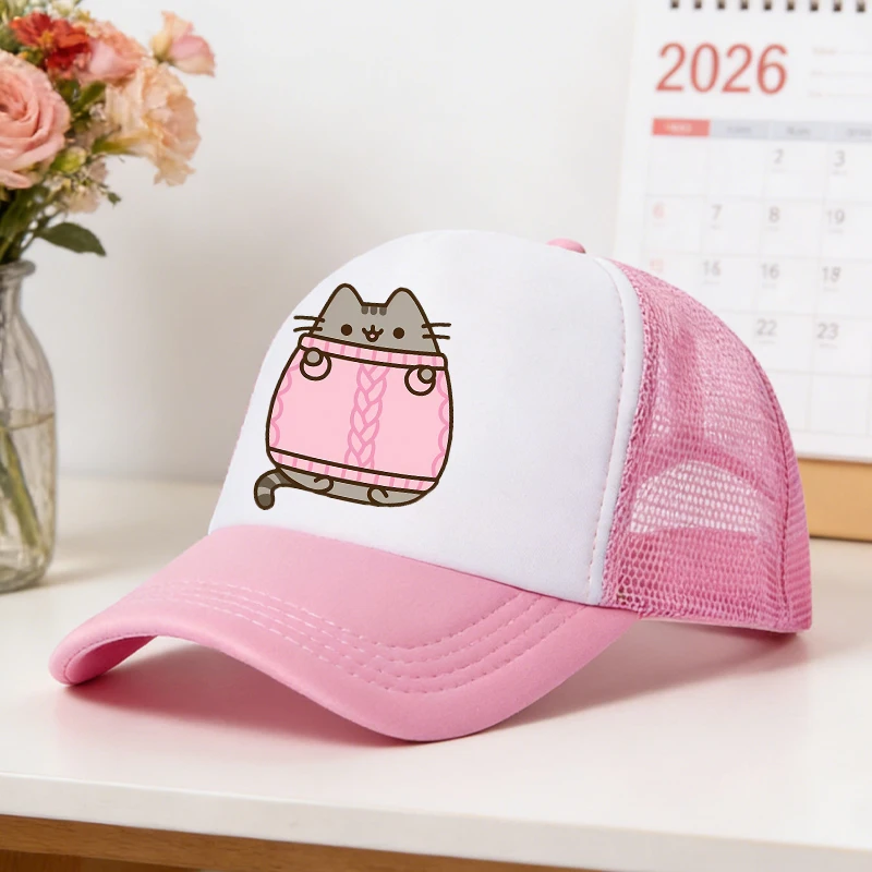 

Милая бейсболка Pusheen для девочек и женщин, кавайная летняя дышащая сетчатая кепка от солнца для детей и взрослых, головной убор для активного отдыха, подарок