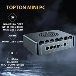 Industrial Mini PC Micro Firewall, Fanless, N100, Celeron, N5105, J4125, 4 * 2.5Gbe, i226, LAN, mini computador, slot, rede doméstica, Pfsense