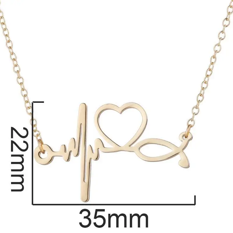 10Pieces Stainless Steel Doctor Medical Stethoscope ECG Pattern Design Pendant Necklace Fashion Jewelry Accessories for Women