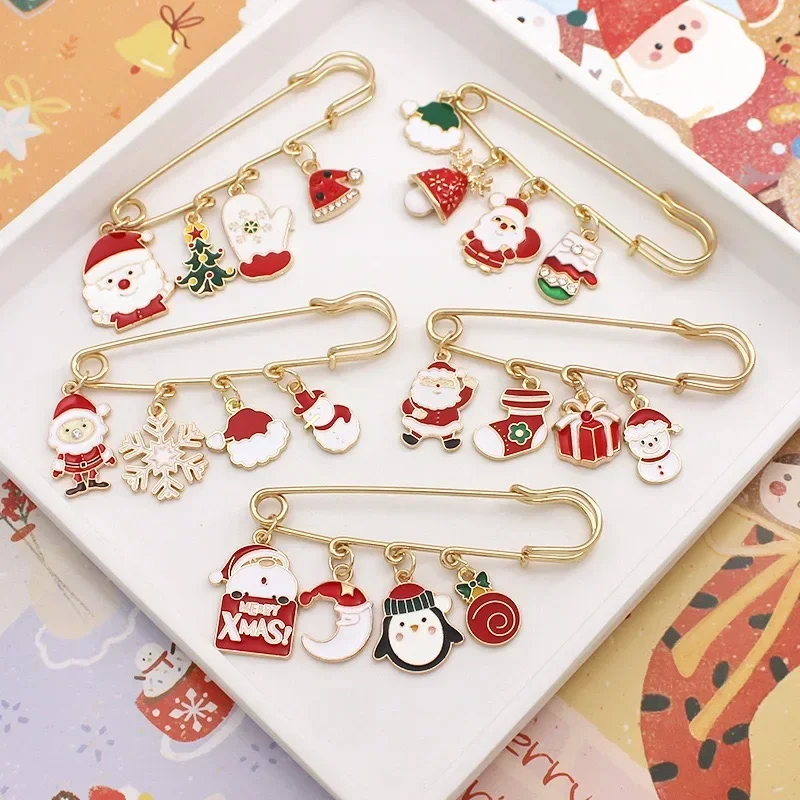 Christmas Paper Clips Santa Claus Paperclips Alloy Bookmark Elk Bell Paperclip Notebook Tickets Photo Clamps Kids Gifts Pendant