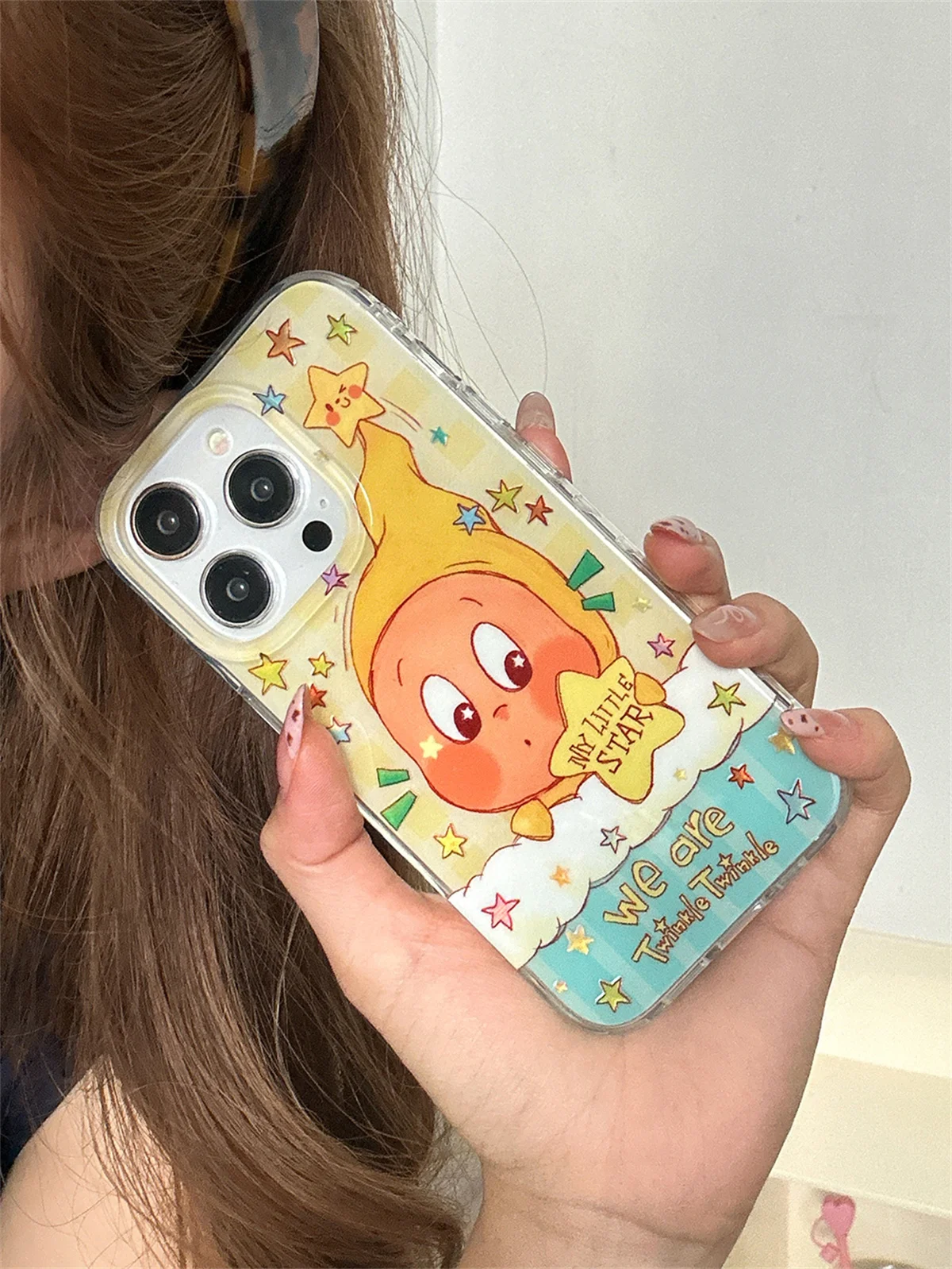 Funda de teléfono coreana Ins Cute Star Baby para iPhone 16 Pro 15 14 13 Pro Max, funda trasera a prueba de golpes, fundas de dibujos animados 16 Promax