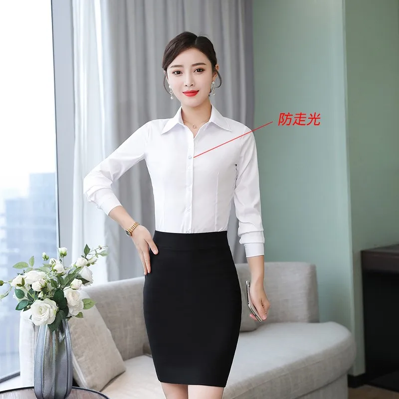 Korean Fashion Women Shirts White Shirt Women Long Sleeve Shirts Tops Office Lady Basic Shirt Blouses Woman Blouse NS5655