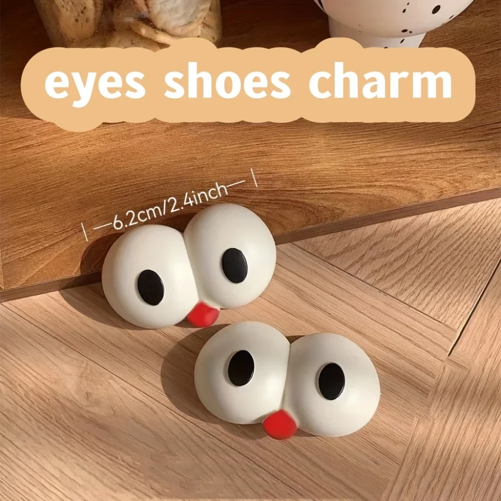 2pcs 큰 눈 구두 매력 - 재미 나막신 샌들 장식 DIY 구두 액세서리 장식 내구성 PVC 매력 썸네일 5