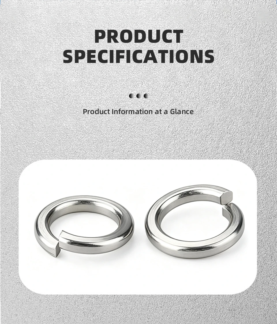 GB93 Split-Federscheibe 304 & 316 Edelstahl Elastische Dichtung M2 M2.5 M3 M4 M5 M6 M8 M10 M12 M14 M16 M18 M20 M22 M24 M27 M30 – Detail 3