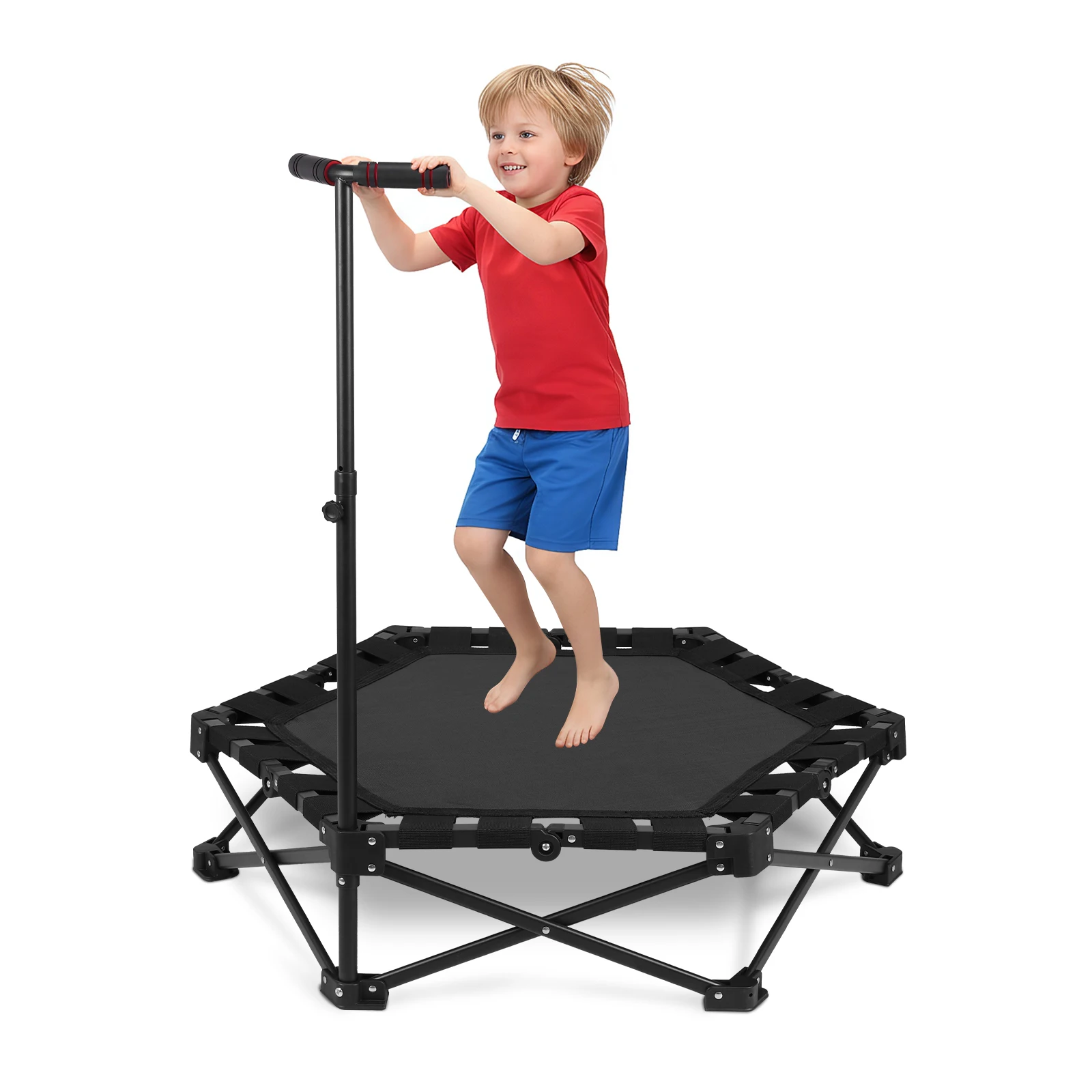 

Household Rebounding Trampoline with Handle Training Jumping Trampoline One-Step Fold & Open Indoor & Outdoor Workout