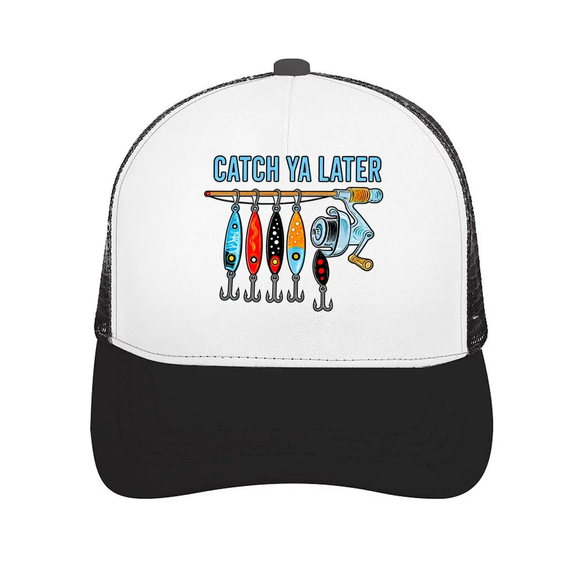 Catch Ya Later Fishing Rod Lures Reel Graphic Mesh Baseball Cap Casual Hat For Womens Unisex Female