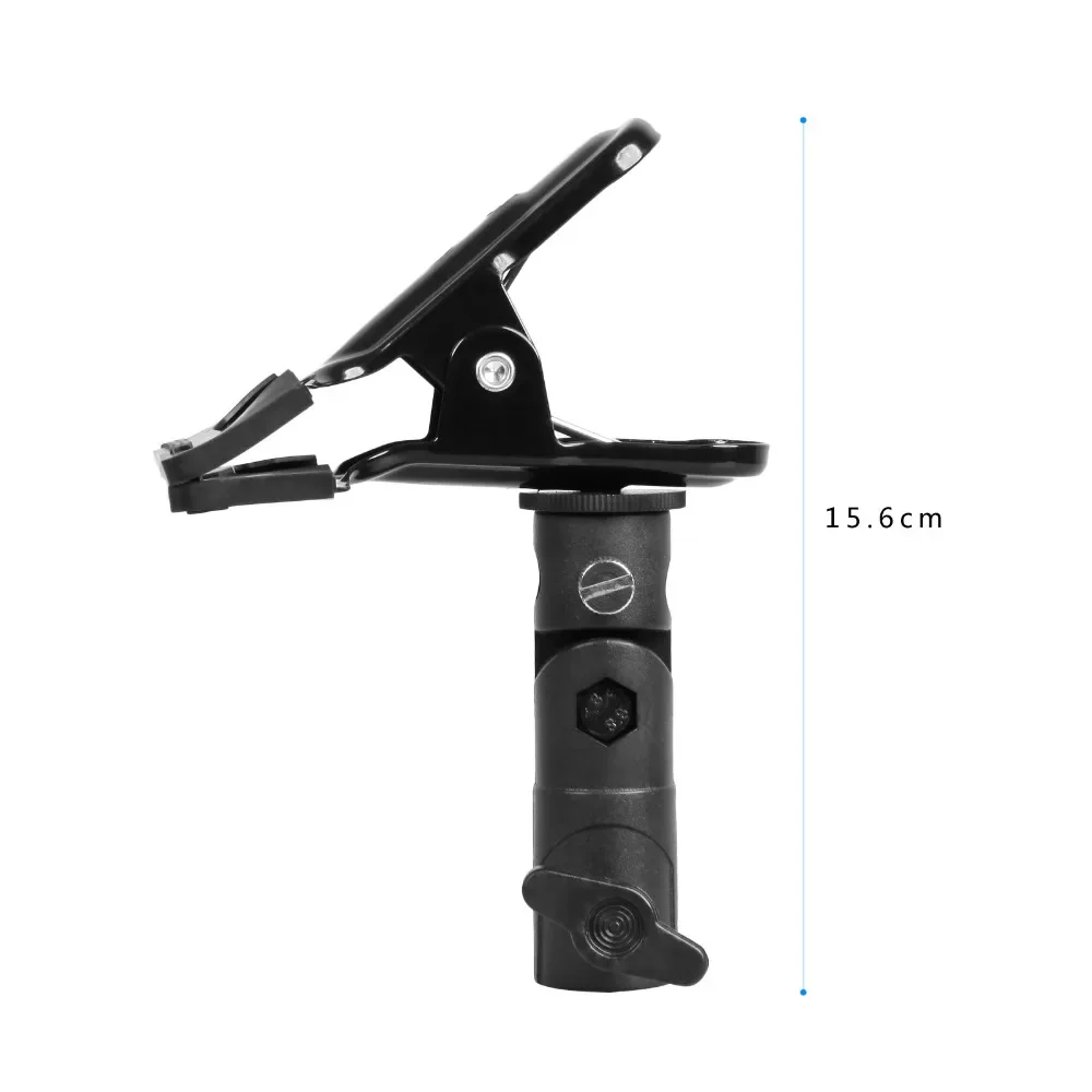 Refletor Clamp Clip Holder, Luz Stand Anexo, 1/4 "a 3/8" Screw Mount, adaptador giratório para Photo Studio Background