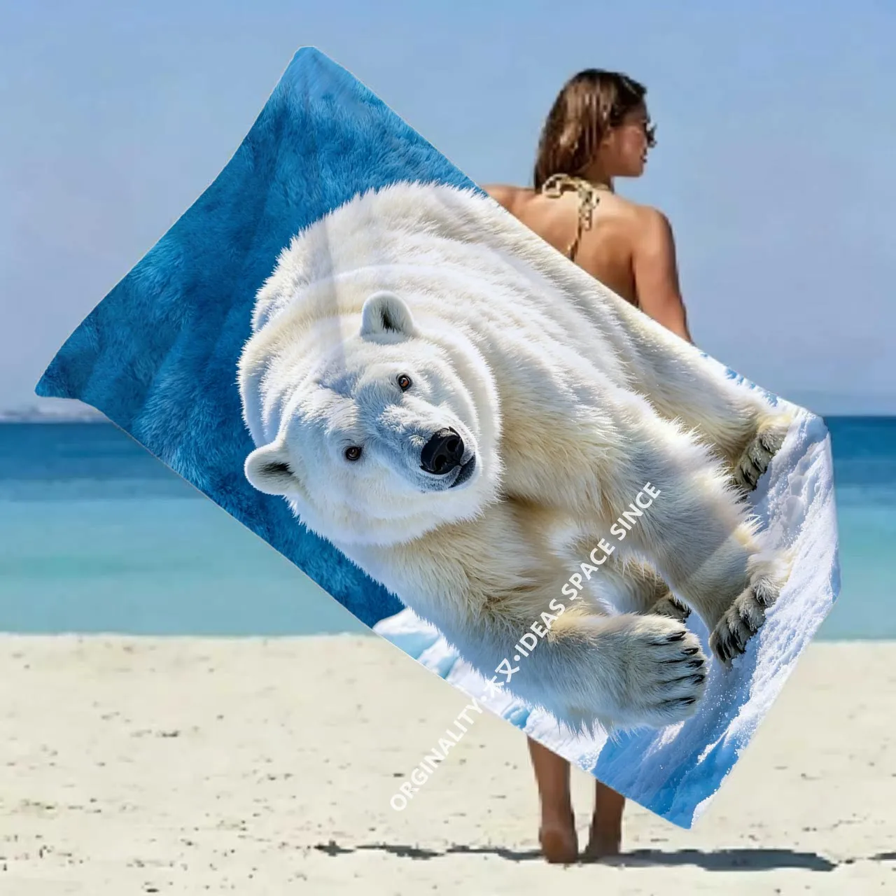 Polar Bear Print Beach Towel Patterned Sunscreen And Windproof Suitable For Swimming Pool Camping Travel