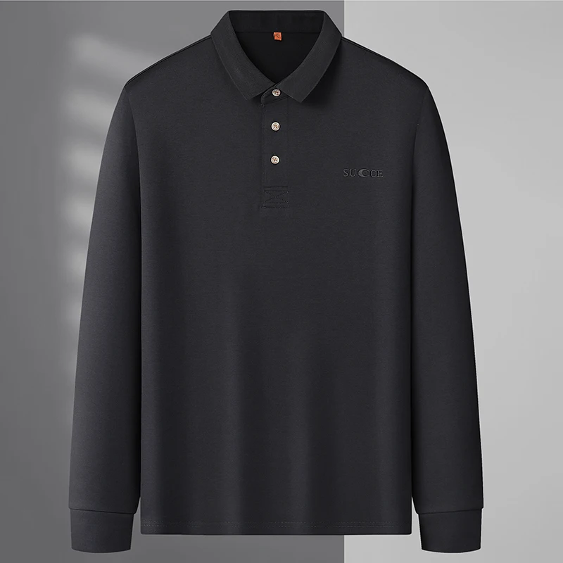 

Мужская футболка с длинным рукавом больших размеров, повседневная рубашка с отложным воротником, удобная, дышащая, из хлопка, для делового и повседневного стиля