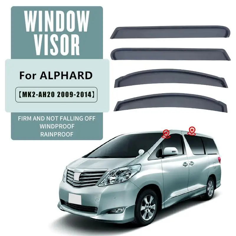 4Pcs Window Visor For Toyota Alphard AH10 AH20 Vellfire Sun Window