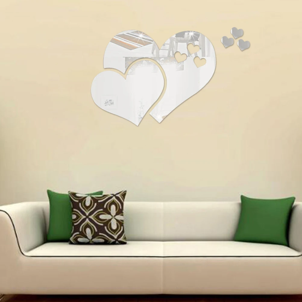 

Mirror Wall Stickers Elegant Acrylic Decorate Heart Shaped Modern Moisture-resistant