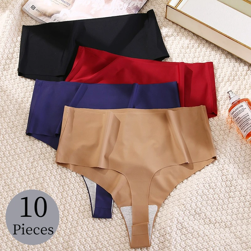 TrowBridge 10PCS/Set Women\'s Panties Sexy Thongs Lingerie High Waist Seamless Underwear Breathable Cozy G-Strings Hot Underpants