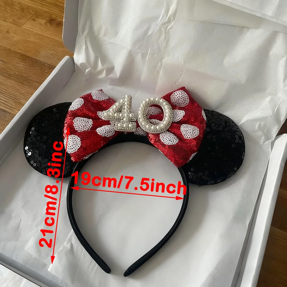 1Pcs 16/18/21/30/40/50/60 Geburtstag Perle Anzahl Stirnband Pailletten Ohr Mädchen Geburtstag Party Zubehör Stirnband Coming-of-Age Geschenk – Detail 2